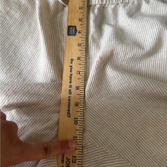 J.Crew Linen Blend Beige and Cream Pin Stripe Pull-on Drawstring Waist Pants - Picture 7 of 8